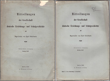 Mitteilungen der Gesellschaft für deutsche Erziehungs- und Schulgeschichte - 1,2 Heft