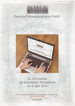 26. Live- Auktion von Historischen Wertpapieren am 4. April 2019