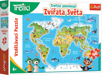 Puzzle Zvířata světa Treflíci poznávají 48