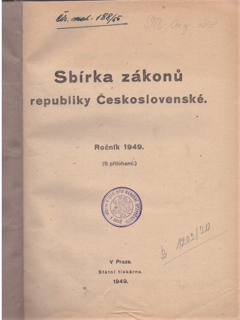 Sbírka zákonů a nařízení republiky Československé 1949